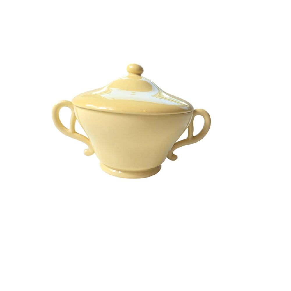Vintage GLADDING McBEAN Franciscan El Patio Pottery Yellow Sugar Bowl w/ Lid